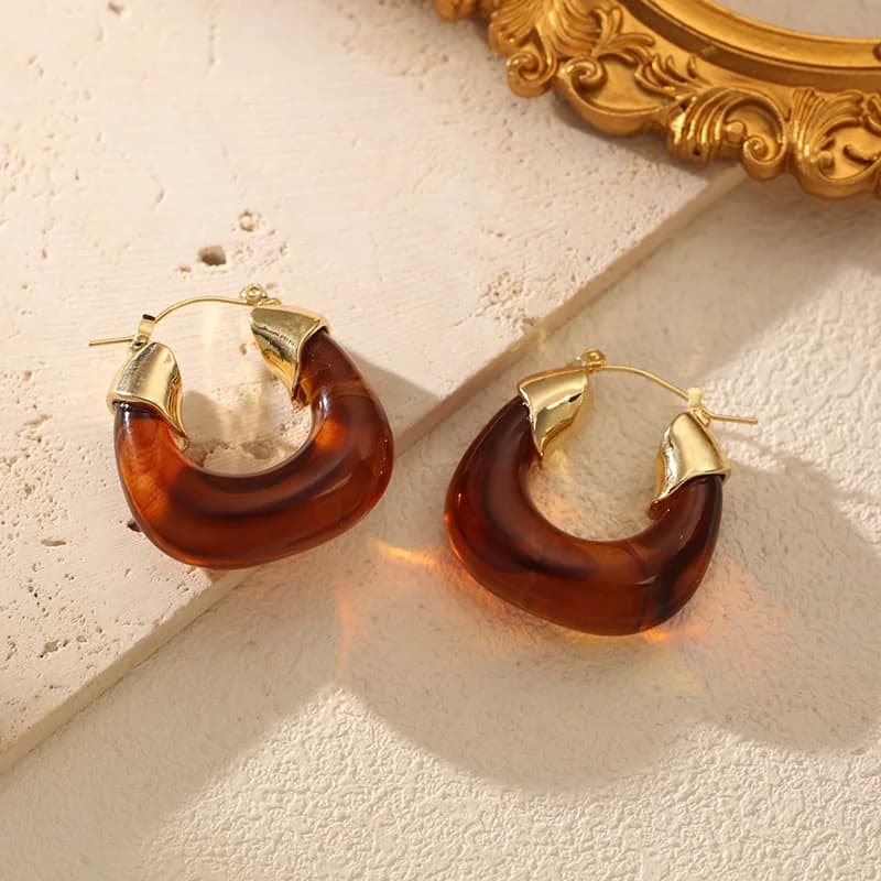 Vintage Sun Star Amber Dangle Earrings