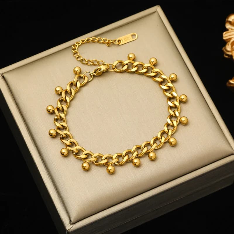 Geometric Thick Chain Bangle, Gold Plated