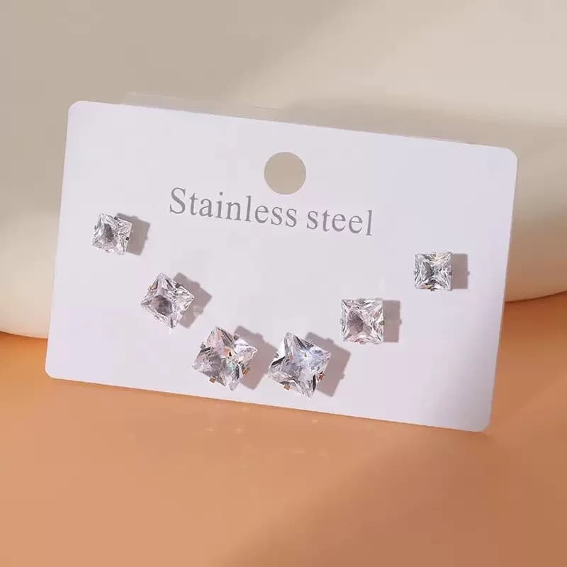 3-Pair Butterfly Heart Hoop Stud Earring Set
