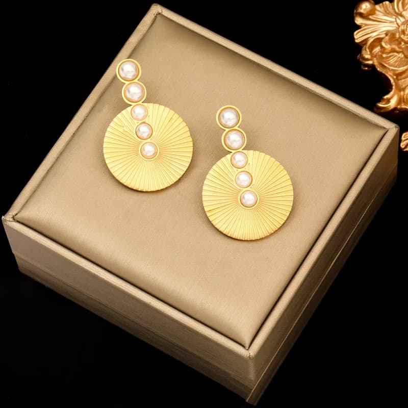 Gold Color Stainless Steel Irregular Dangle Earrings