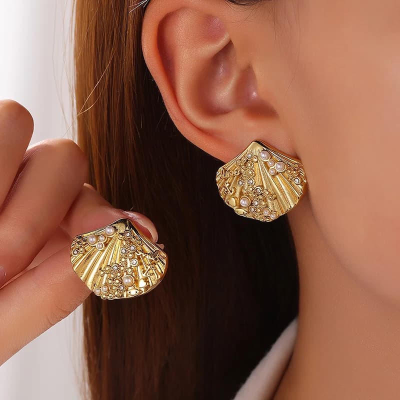 Creative Pearl Drop Earrings, 18K Gold Plated
