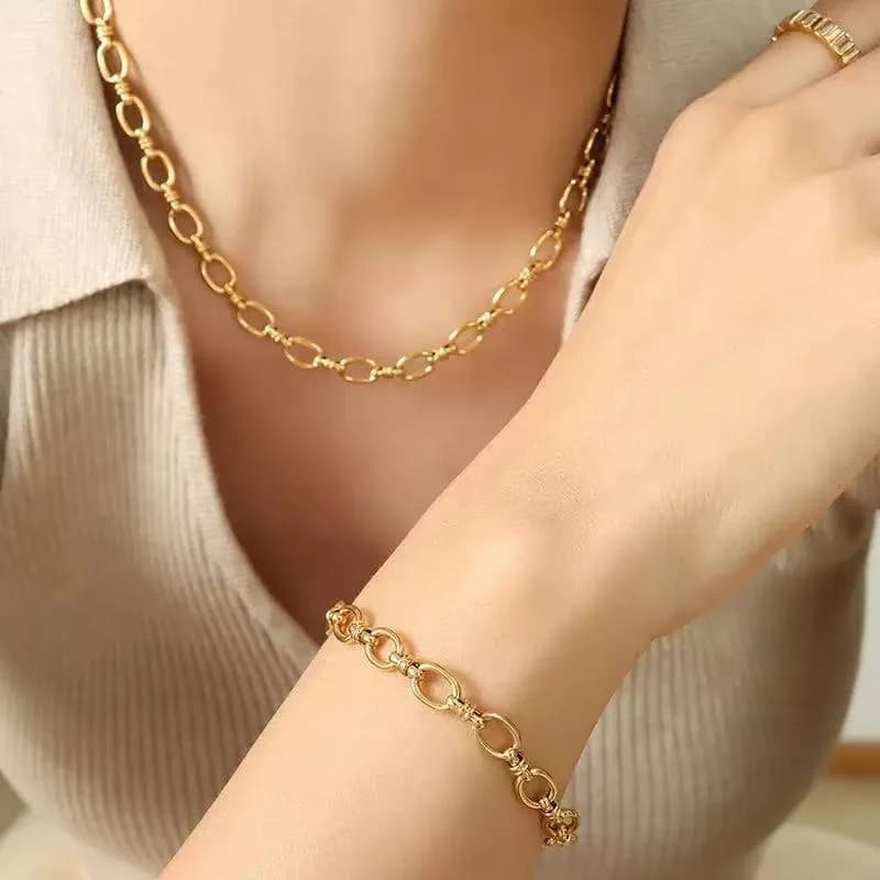 Handmade Metal Neck Chain and Bracelet Set