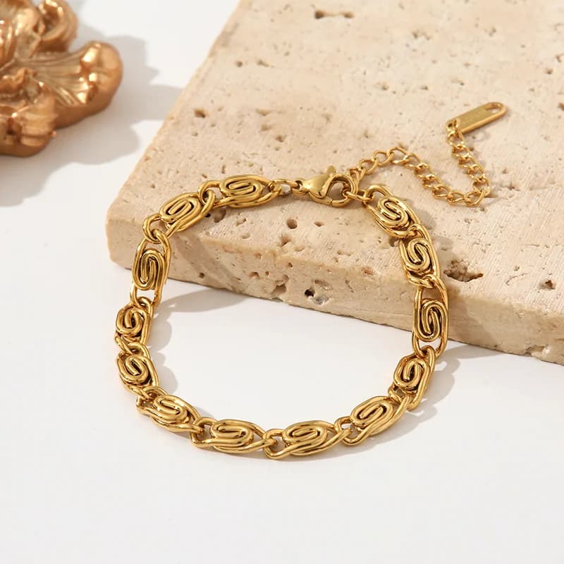 Stainless Steel Gold Geometric Bracelet