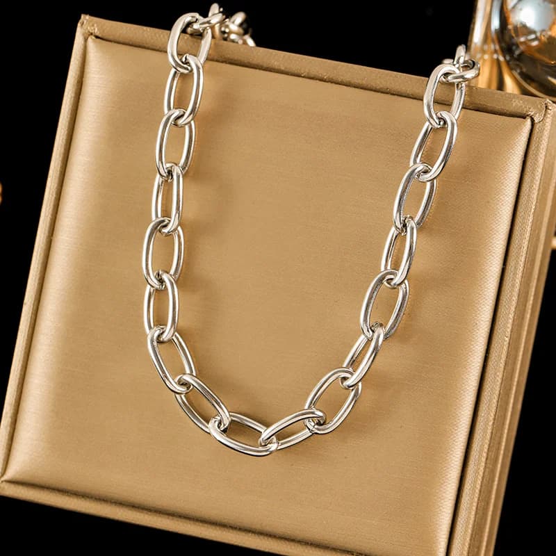 Silver Chain Collar Necklace