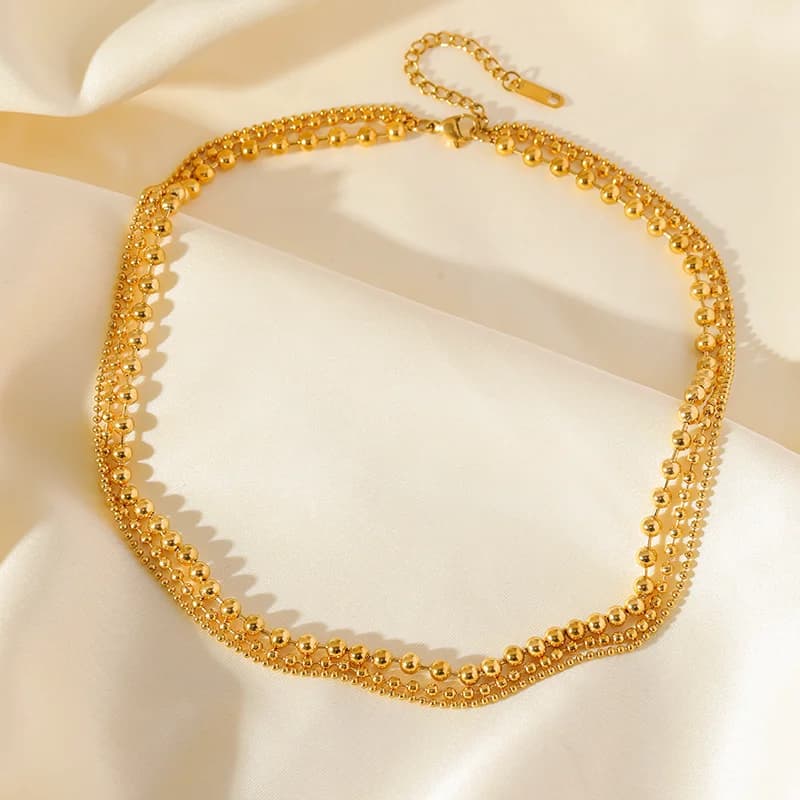 Gold Multilayer Chain Collar Necklace
