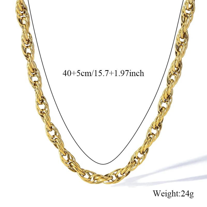 Twist Chain Statement Collar Necklace, Gold Plated