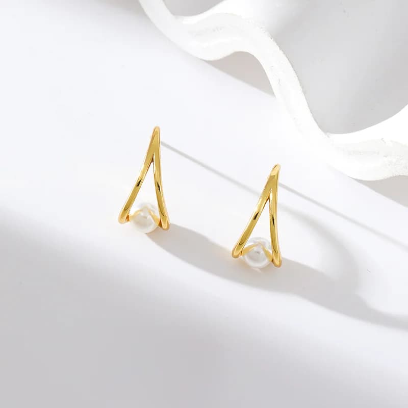 Creative Pearl Drop Earrings, 18K Gold Plated