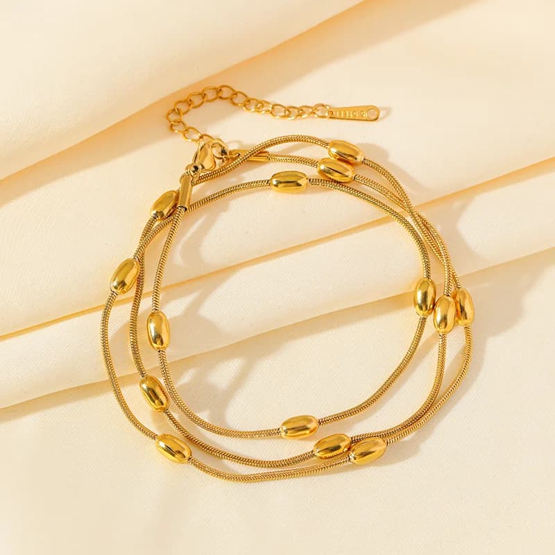 Gold Multilayer Stacking Chain Necklace and Bracelet Set