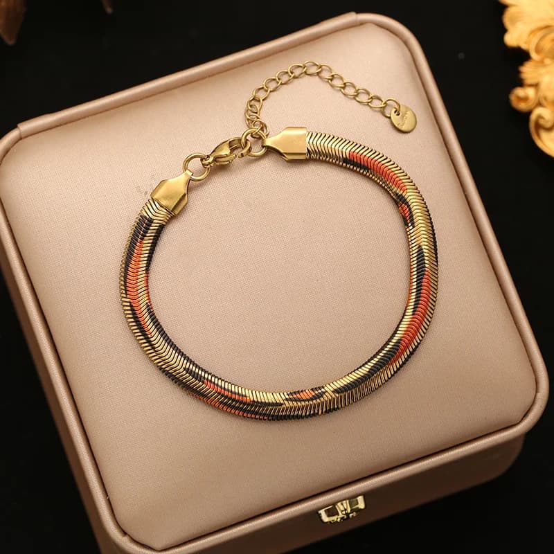 Snake Pattern Chain Necklace and Bracelet Set