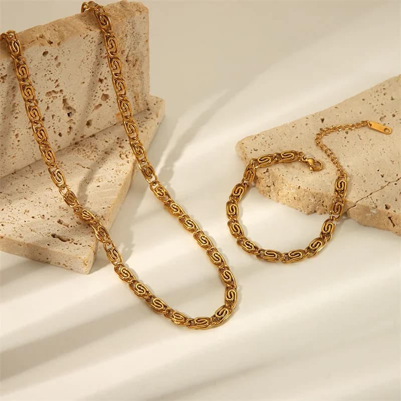 Stainless Steel Gold Geometric Bracelet