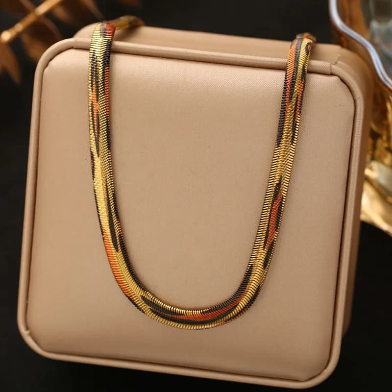 Snake Pattern Chain Necklace and Bracelet Set