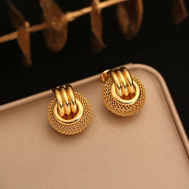 Geometric C-Shaped Zircon Stud Earrings