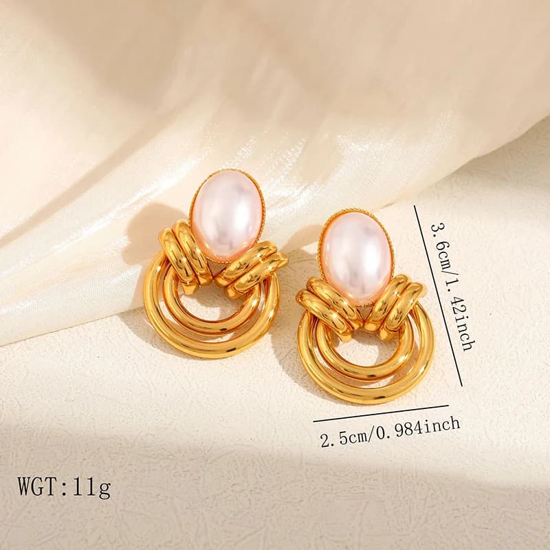 Geometric C-Shaped Zircon Stud Earrings