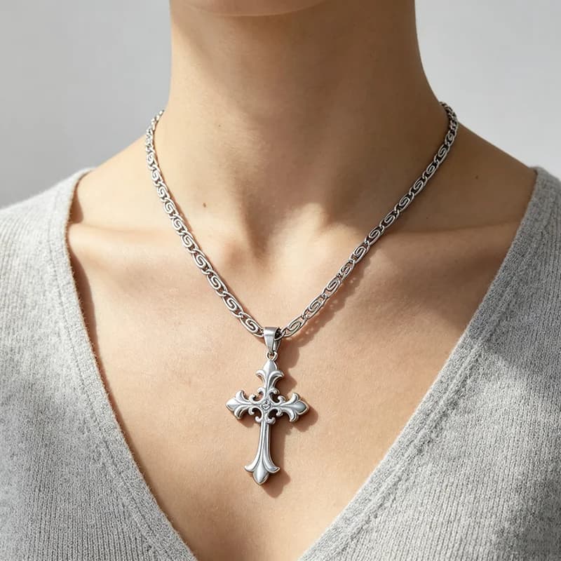 Cross Metal Pendant Necklace