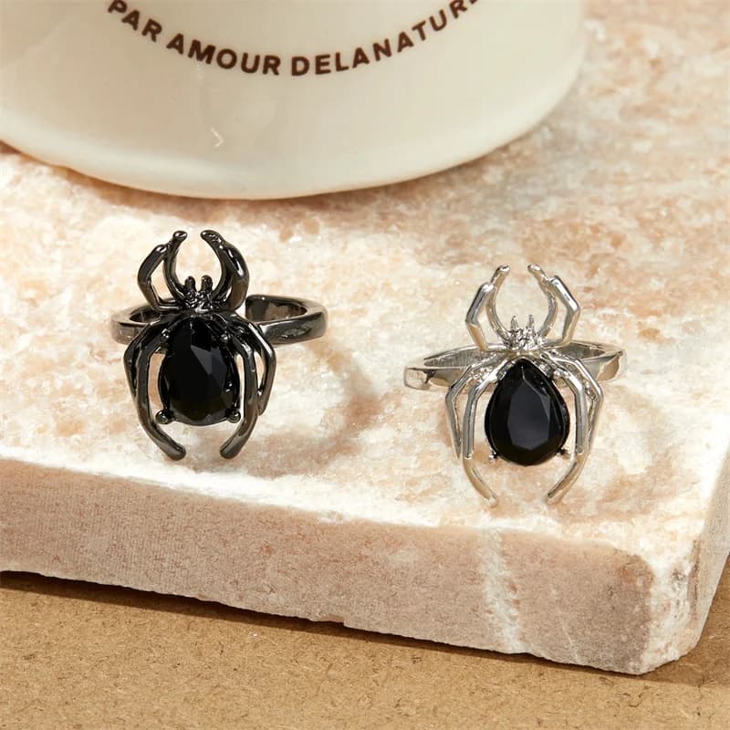 Spider Zircon Crystal Adjustable Open Ring