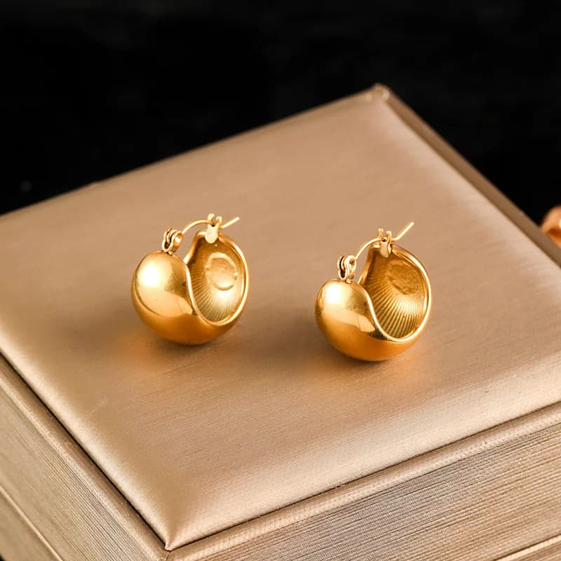 Stainless Steel Gold Round Hoop Earrings