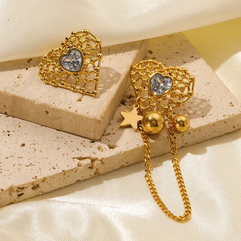 Gold Ginkgo Flower Dangle Earrings