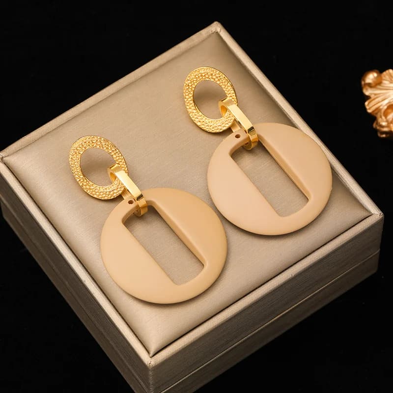 Exaggerated Resin Sun Stud Earrings in Stainless Steel