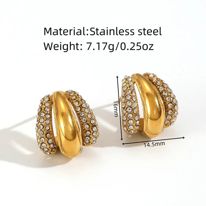 Geometric C-Shaped Zircon Stud Earrings